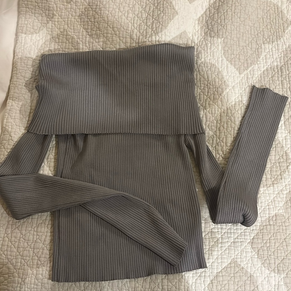 & Other Stories Off Shoulder Sweater Gray New Winter Fall Long sleeve
